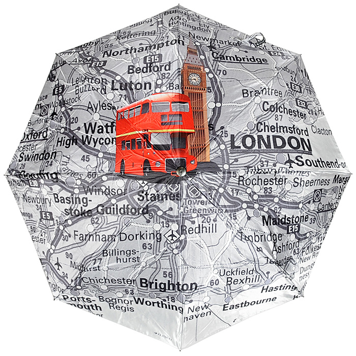 Зонт женский Flioraj "Карта Лондона", полный автомат, 3 сложения. 013-17 FJ Flioraj - купить по лучшей цене в интернет магазине OZON.ru