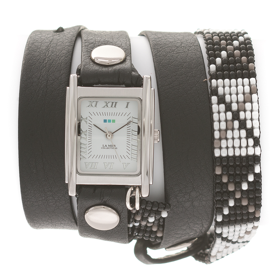 Часы наручные женские La Mer Collections "Guatemala Beaded Black- Black X -Silver". LMGUAT004 - купить по лучшей цене от интернет магазина OZON.ru