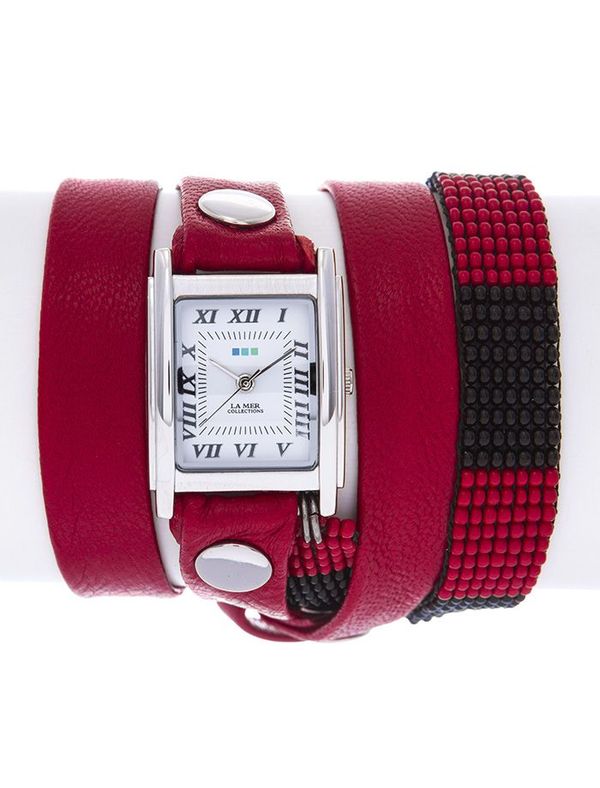 Часы наручные женские La Mer Collections "Guatemala Beaded Red/Black Silver". LMGUAT008 - купить по лучшей цене от интернет магазина OZON.ru