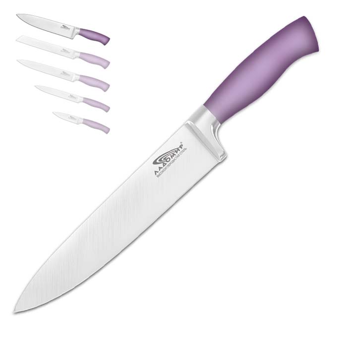 Фото Нож поварской "Ладомир", цвет: сиреневый, длина лезвия 20 см. А3НСК20. Купить  в РФ