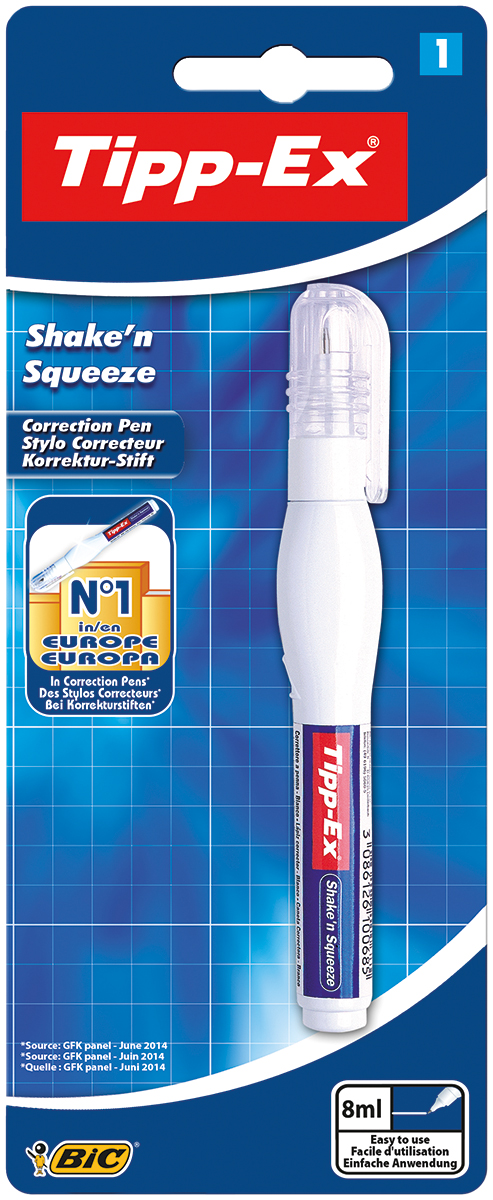 Bic Корректирующая ручка Tipp-Ex Shake 'n' Squeeze 8 мл - Корректоры Bic Корректирующая ручка Tipp-Ex Shake 'n' Squeeze 8 мл - Корректоры