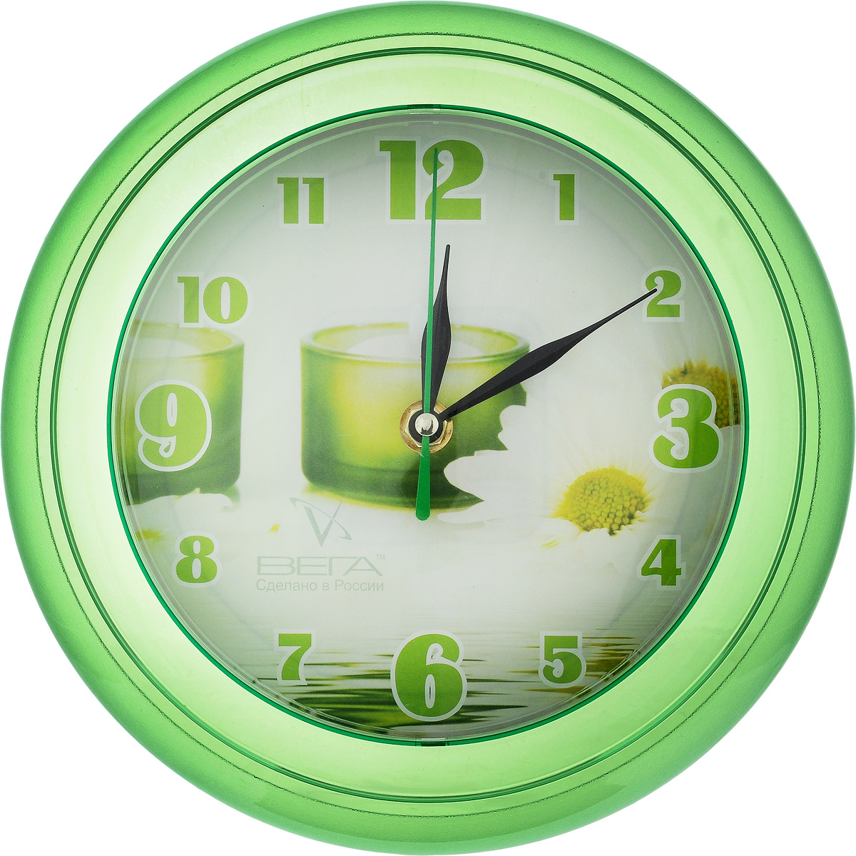 Фото Часы наст��нные Вега "Свеча зеленая", диаметр 22 см. Купить  в РФ