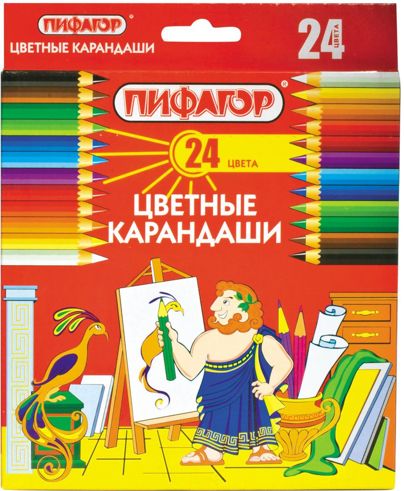 Фото Пифагор Набор цветных карандашей 24 цвета. Купить  в РФ