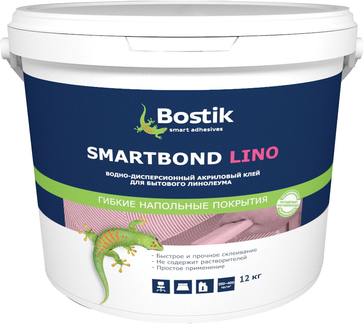 Клей водно-дисперсионный Bostik Smartbond Lino , акриловый, для бытового линолеума, 12 кг - Клей Клей водно-дисперсионный Bostik Smartbond Lino , акриловый, для бытового линолеума, 12 кг - Клей