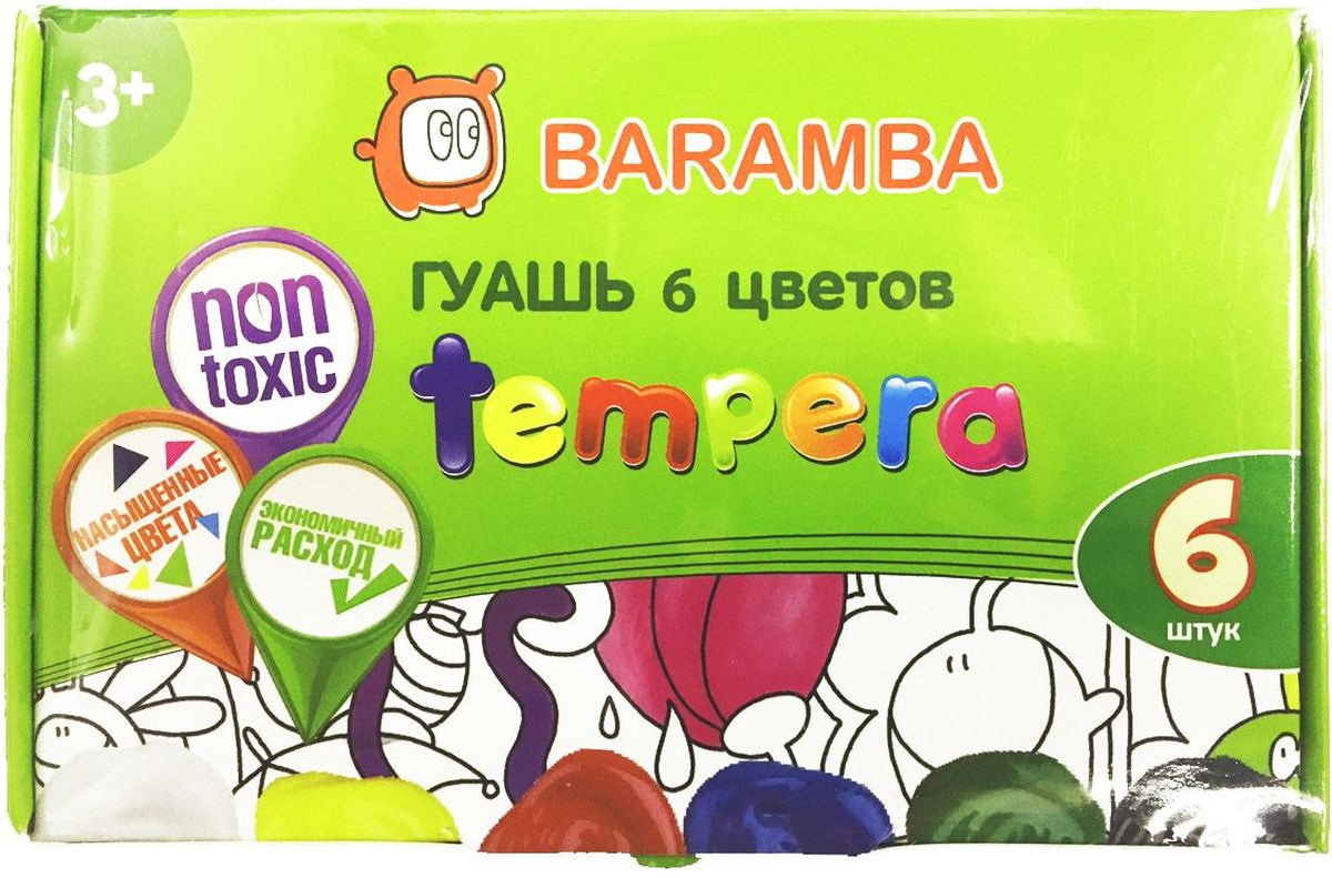 Baramba Гуашь Темпера 6 цветов - Краски Baramba Гуашь Темпера 6 цветов - Краски