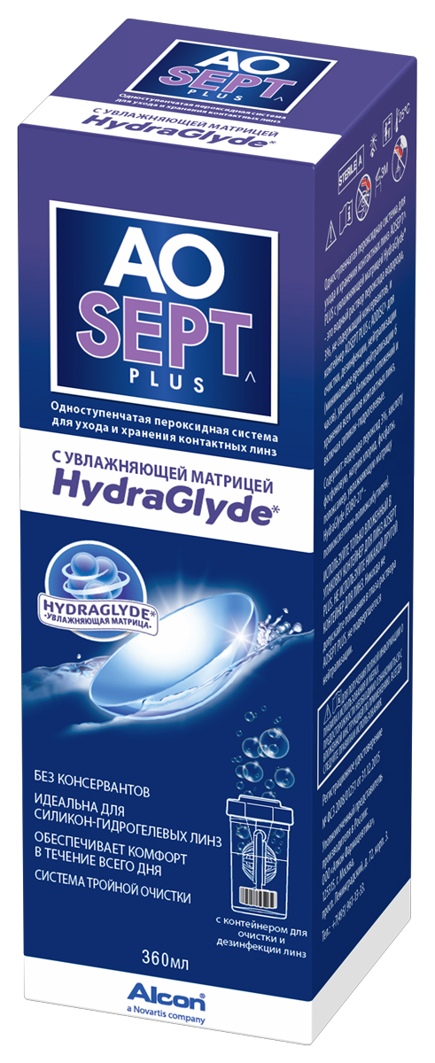 Alcon Раствор для линз AOSept HG, 360 мл - Аксессуары для контактных линз Alcon Раствор для линз AOSept HG, 360 мл - Аксессуары для контактных линз