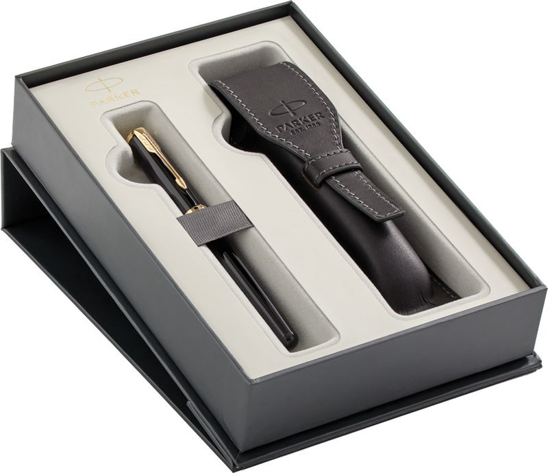 Parker Набор Ручка перьевая + Чехол для ручки Sonnet Black Lacquer GT - Ручки Parker Набор Ручка перьевая + Чехол для ручки Sonnet Black Lacquer GT - Ручки