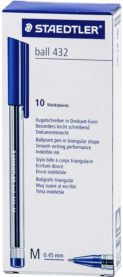 Набор шариковых ручек Staedtler Ball 432 M, цвет чернил: синий, 10 шт - Ручки Набор шариковых ручек Staedtler Ball 432 M, цвет чернил: синий, 10 шт - Ручки