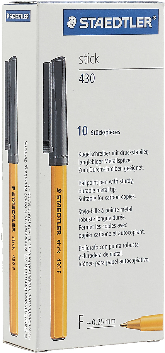 Набор шариковых ручек Staedtler Stick 430 F, цвет чернил: черный, 10 шт - Ручки Набор шариковых ручек Staedtler Stick 430 F, цвет чернил: черный, 10 шт - Ручки