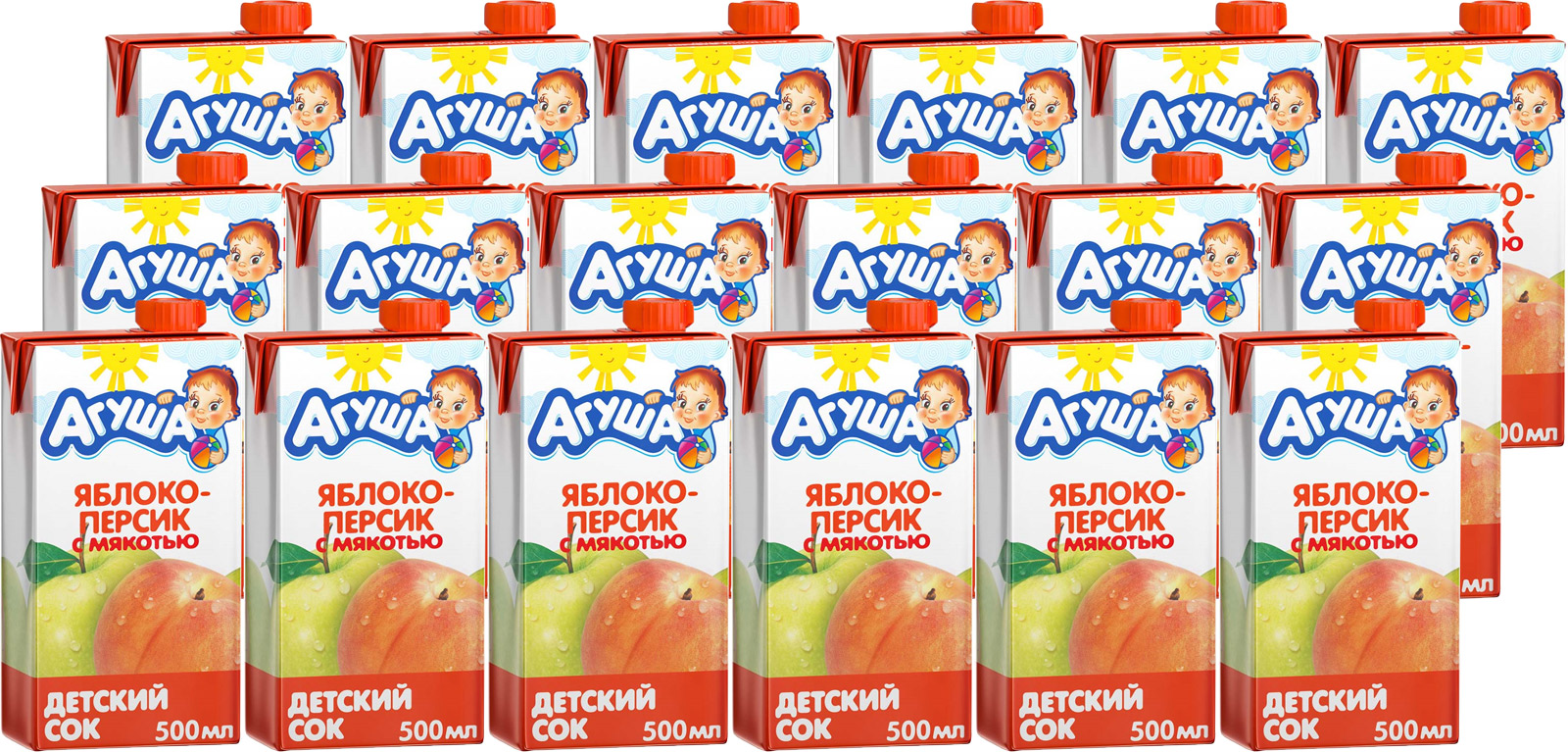 Сок детский Агуша яблоко-персик 0.5 л