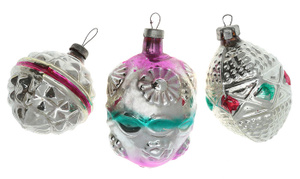 Комплект из 3 елочных игрушек. Стекло, роспись. СССР, 50-е годы XX века - купить по выгодной цене в разделе антиквариат, винтаж, искусство интернет-магазина OZON.ru