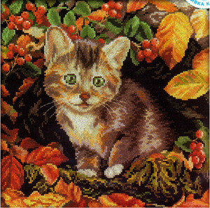 Купить Набор для вышивания крестом РТО "Осенний котенок", 25 х 25 см в интернет-магазине OZON.ru