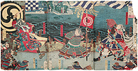 Самураи перед битвой -Триптих - Гравюра, вторая половина XIX века, Япония - купить по выгодной цене в разделе антиквариат, винтаж, искусство интернет-магазина OZON.ru
