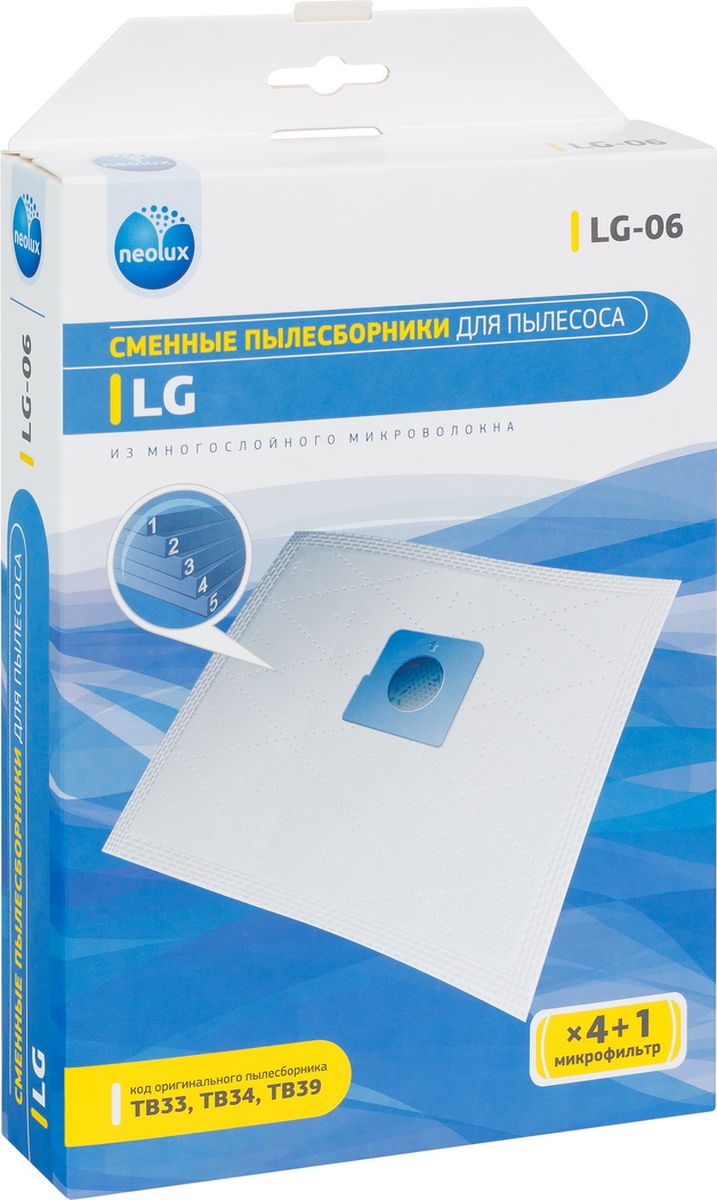 Фото Neolux LG-06 пылесборник из пятислойного микроволокна (4 шт) + микрофильтр. Купить  в РФ