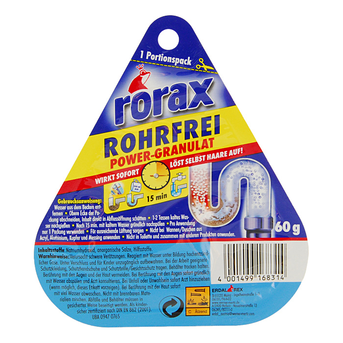 Гранулы для чистки сливных труб "Rorax", 60 г по выгодной цене с доставкой от интернет магазина. Отзывы покупателей о гранулы для чистки сливных труб "rorax", 60 г