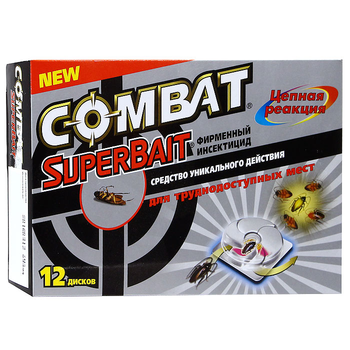 Ловушки для тараканов Combat "Super Bait", с инсектицидом, 12 шт по выгодной цене с доставкой от интернет магазина. Отзывы покупателей о ловушки для тараканов combat "super bait", с инсектицидом, 12 шт