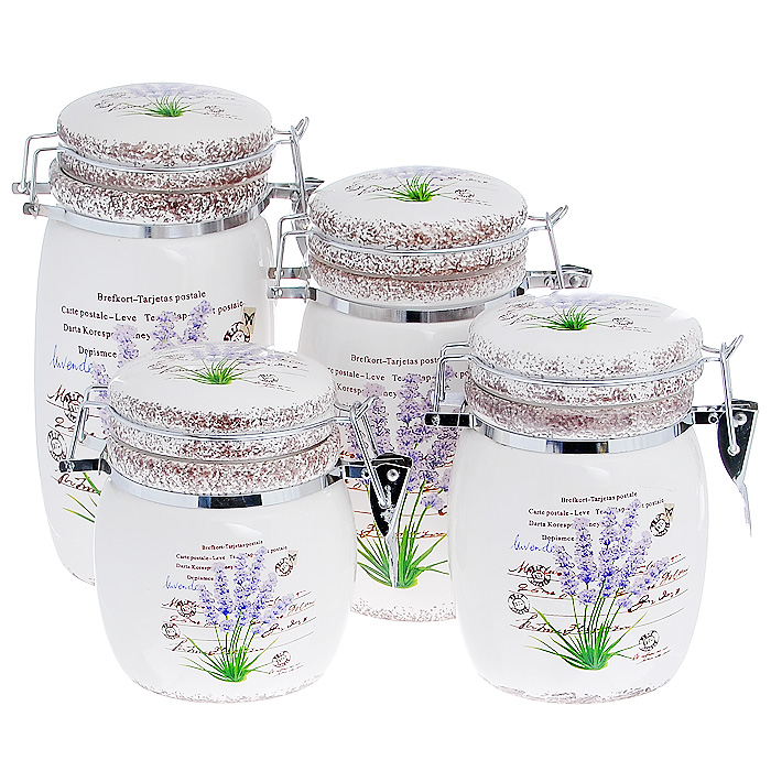 Набор банок для сыпучих продуктов "Lavender", 4 предмета по выгодной цене с доставкой от интернет магазина. Отзывы покупателей о набор банок для сыпучих продуктов "lavender", 4 предмета
