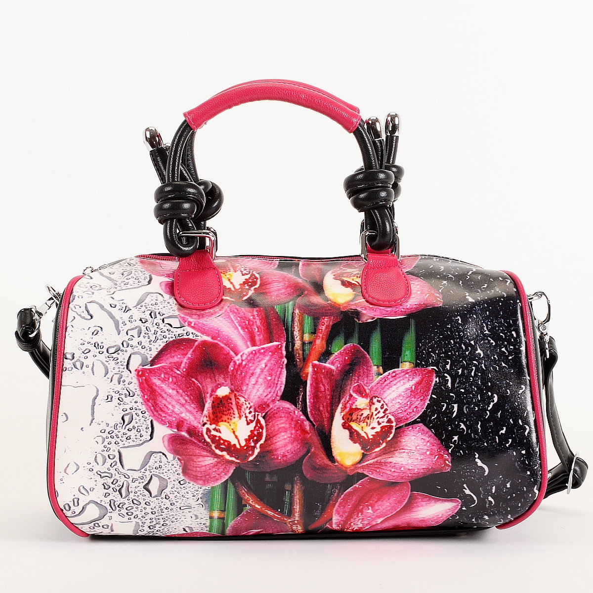 Сумка женская Flioraj "Орхидея. Капли", цвет: черный, красный. 550264L - купить фирменную сумка женская по доступной цене с доставкой на дом в интернет магазине OZON.ru