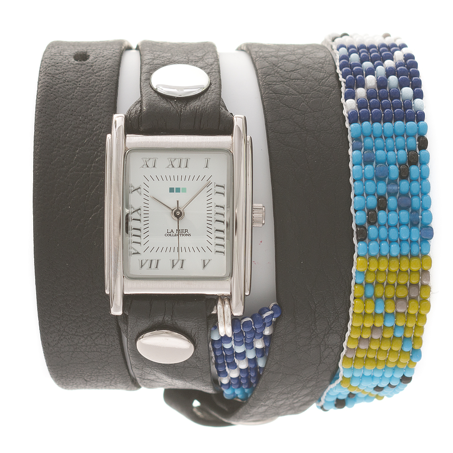 Часы наручные женские La Mer Collections "Guatemala Beaded Black - Blue X". LMGUAT002 - купить по лучшей цене от интернет магазина OZON.ru 