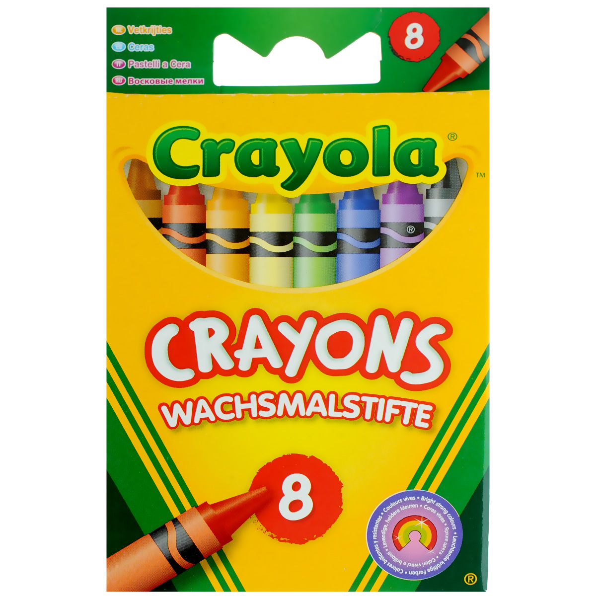 Восковые мелки Crayola, 8 шт0008 Восковые мелки Crayola, 8 шт0008Восковые мелки Crayola откроют юным художникам новые горизонты для творчества, а также помогут отлично развить мелкую моторику рук, цветовое восприятие, фантазию и воображение. Восковые мелки предназначены для рисования по бумаге и являются альтернативой привычным цветным карандашам. Они изготовлены из натурального пчелиного воска с добавлением растительных красок, поэтому безвредны для ребенка, даже если он попробует их на вкус.В набор входят 8 восковых мелков синего, фиолетового, черного, коричневого, желтого, зеленого, красного и оранжевого цветов. Мелки обернуты в бумажную гильзу, что позволит сохранить руки ребенка чистыми.