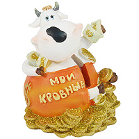 Копилка Денежная Корова. 19220D19220 Копилка Денежная Корова. 19220D19220Забавная копилка Денежная корова станет оригинальным украшением интерьера и вызовет улыбку у каждого, кто ее увидит. Копилка выполнена в виде симпатичной коровы, сидящей на россыпи золотых монет. Копилка украшена блестками. Деньги вынимаются путем открывания пластикового клапана, расположенного на дне копилки. Копилка - это оригинальный и нужный подарок на все случаи жизни. Характеристики:Материал:полистоун.Размер копилки:7 см х 8 см х 6,5 см.Производитель:Китай.Артикул:19220D.