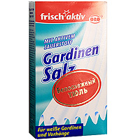 Соль для стирки Frisch-aktiv, 500 г06109 Соль для стирки Frisch-aktiv, 500 г06109Соль для стирки занавесок, гардин и тюля Frisch-aktiv - качественный продукт на основе активного кислорода для современного домашнего хозяйства. Средство содержит специальные компоненты, с легкостью удаляющие следы от никотина, пыли, серости и пожелтения, и служит идеальной добавкой к моющему средству при стирке. Придает занавескам ухоженный, сияющий чистотой и свежестью вид.Не содержит фосфатов, хлора и оптических отбеливателей. Безопасен для волокон и цвета тканей. Характеристики: Вес: 500 г. Размер упаковки: 9 см х 4 см х 17 см. Производитель: Германия. Артикул: 06109. Товар сертифицирован.