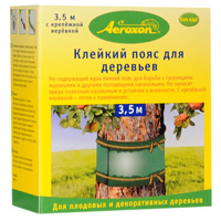 Клейкий пояс для деревьев Aeroxon, 3,5 м46762 Клейкий пояс для деревьев Aeroxon, 3,5 м46762Клейкий пояс для деревьев Aeroxon, не содержащий ядов, для борьбы с гусеницами, муравьями и другими ползающими насекомыми. Не наносит вреда полезным насекомым и устойчив к влажности. В комплекте с крепежной веревкой. Характеристики: Длина пояса:3,5 м. Длина веревки:8,5 м. Размер упаковки: 10,5 см х 9,5 см х 5 см. Изготовитель: Германия. Артикул: Т24065.