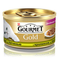 Консервы для кошек Gourmet Gold, с кроликом и печенью, 85 г12032395 Консервы для кошек Gourmet Gold, с кроликом и печенью, 85 г12032395Корм Gourmet Gold консервированный полнорационный для взрослых кошек, с кроликом и печенью.Рекомендации по кормлению: Для взрослой кошки среднего веса требуется 4 баночки корма Gourmet Gold в день. Кормление необходимо разделить минимум на два приема. Индивидуальные потребности животного могут отличаться, поэтому норма кормления должна быть скорректирована для поддержания оптимального веса вашей кошки. Для беременных и кормящих кошек - кормление без ограничений. Подавать корм комнатной температуры.Следите, чтобы у вашей кошки всегда была чистая, свежая питьевая вода.Условия хранения: Закрытую банку хранить в сухом прохладном месте. После открытия продукт хранить максимум 24 часа.Состав: мясо и субпродукты (из которых кролика 4%, печени 4%), экстракт растительного белка, злаки, рыба и продукты переработки рыбы, сахара, минеральные вещества.Добавки МЕ/кг: Витамины: А 1540, D3 240; мг/кг железо 10,5, йод 0,3, медь 0,9, марганец 2,1, цинк 10,5.Гарантируемые показатели: влажность 81,5%, белок 10,0%, жир 3,0%, сырая зола 2,0%, сырая клетчатка 0,5%.Вес: 85 г.Товар сертифицирован.
