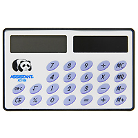 Калькулятор Assistant AC-1106, 8-разрядныйAC-1106 Калькулятор Assistant AC-1106, 8-разрядныйAC-1106Необычная форма карманного калькулятора позволит Вам удобно разместить его в ладошке и легко произвести необходимые подсчеты. Калькулятор оснащен 8-разрядным большим дисплеем и горизонтальной формой. Питается калькулятор от солнечного элемента. 8-разрядный дисплейВычисление процентов Солнечная батарея Большой дисплей ПВХ обложка Размером с кредитную карточку Характеристики: Размер калькулятора: 5,4 x 8,6 x 0,35 см. Размер дисплея: 3,6 см х 1,1 см. Материал: пластик, ПВХ. Цвет: белый. Изготовитель: Китай. Калькулятор, ПВХ обложка.