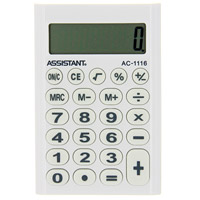 Калькулятор Assistant AC-1116, 8-разрядный, цвет: белыйAC-1116White Калькулятор Assistant AC-1116, 8-разрядный, цвет: белыйAC-1116WhiteСтильный карманный калькулятор в ярком цветном корпусе с круглыми резиновыми кнопками, окрашенными в цвет корпуса, - это не только помощник в вычислениях, но и стильный деловой аксессуар. Калькулятор оснащен 8-разрядным дисплеем-линзой, увеличивающим цифры. Позволяет вычислять проценты и запоминать промежуточные результаты вычислений. Калькулятор работает от батареи. Характеристики: Цвет: белый. Материал: пластик, резина. Размер дисплея: 4,5 см х 1,5 см. Размер калькулятора: 6,2 x 9,3 x 1 см. Размер упаковки: 6,6 см x 12,3 см x 1,5 см.