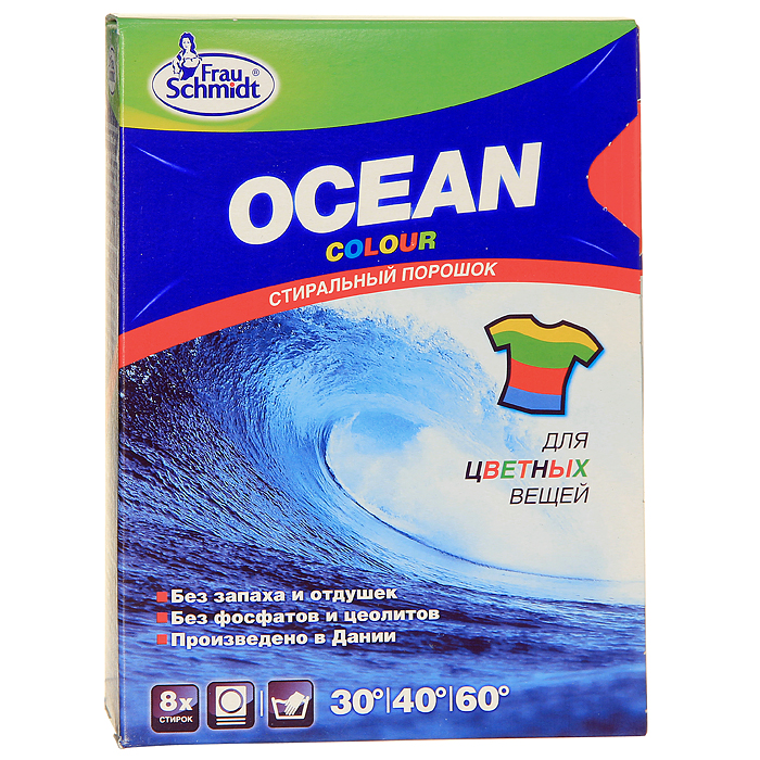 Стиральный порошок Ocean Color для цветного белья, 600 г85920 Стиральный порошок Ocean Color для цветного белья, 600 г85920Стиральный порошок Ocean Color предназначен для стирки цветных изделий из хлопчатобумажных, льняных тканей, вискозы и искусственных волокон в стиральных машинах любого типа, а также подойдет для ручной стирки.Порошок не имеет запаха и не содержит отдушек.Характеристики: Вес: 600 г. Изготовитель: Дания. Товар сертифицирован.