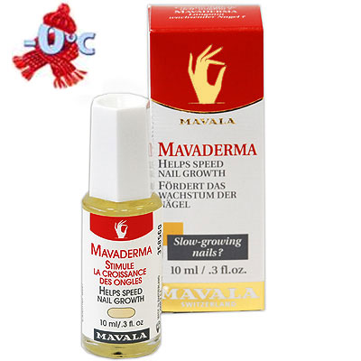 Mavala Средство для ногтей Mavaderma, для роста, 10 мл14-095 Mavala Средство для ногтей Mavaderma, для роста, 10 мл14-095Средство для ногтей Mavaderma, обогащенное маслом, в составе которого витамины А, Е, В2, В6, РР, во время массажа проникает в кожу и питает матрицу, а так же активизирует ток крови, что стимулирует рост здорового ногтя. Повышает эластичность, улучшает состояние ногтей, а также смягчает кутикулу и питает ее.Применяется ежедневно на ночь.Товар сертифицирован.