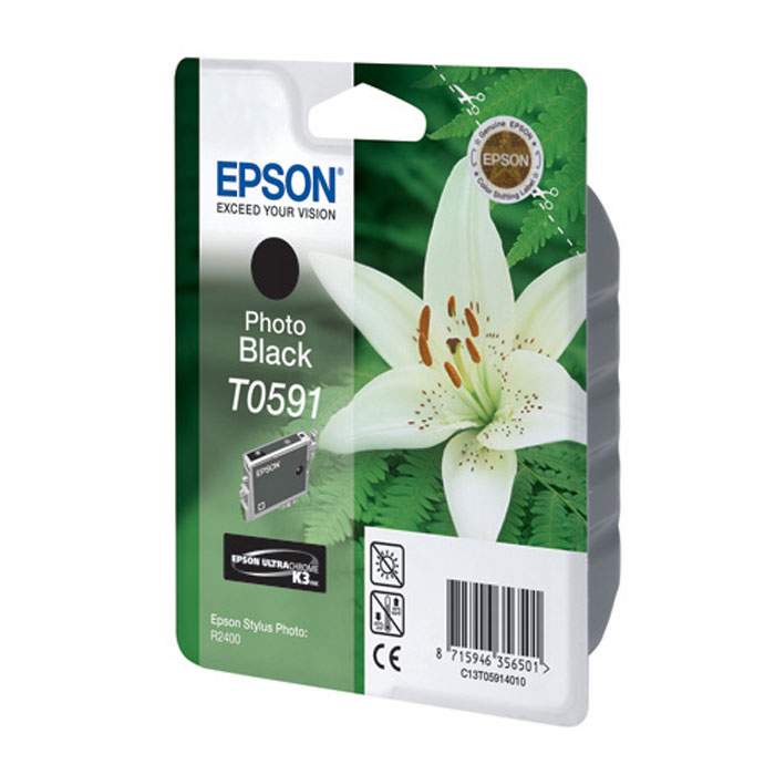 Epson T0591 (C13T05914010), Photo Black картридж для R2400C13T05914010 Epson T0591 (C13T05914010), Photo Black картридж для R2400C13T05914010Картридж с чернилами.