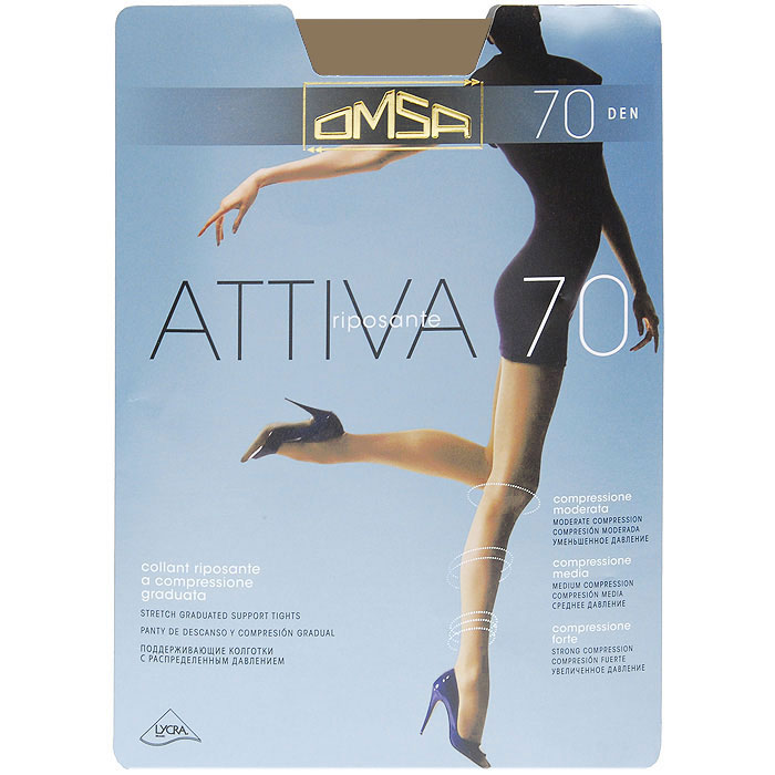 Колготки классические Omsa Attiva 70. Caramello (карамель). Размер 4