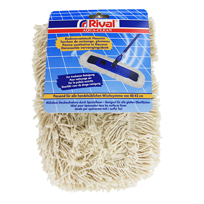 Насадка веревочная Rival Aqua-Clean для плоской швабры570600 Насадка веревочная Rival Aqua-Clean для плоской швабры570600Сменная веревочная насадка Rival Aqua-Clean подходит ко всем плоским швабрам с размером держателя 42 см. Благодаря комбинации из трех разных волокон - хлопкового и специального микроволокна, нити которых зафиксированы пучками, материал легко вбирает в себя крупный и мелкий мусор, а также воду с пола. Насадку можно стирать при температуре 60-90°С. Торговая марка Rival нацелена на объединение таких важных составляющих продукта, как многофункциональность, привлекательный дизайн и эргономические качества. И ей это удается благодаря созданию новых технологий производства, разработке современных продуктов, качественных и простых в использовании. Характеристики:Материал:хлопок, полиэстер-микроволокно. Размер насадки:44 см х 12,5 см. Рекомендуемы длина держателя:42 см. Производитель:Германия. Артикул:570600. Gerhard Haas KG - это быстро растущая компания, которая специализируется на производстве метел, щеток и различных товаров из пластика для домашнего хозяйства. В настоящее время она является одним из ведущих производителей в этом секторе Германии и Европы. Основная концепция производства - ориентация на конечного потребителя, поэтому компания старается создать широкий спектр высококачественной продукции для уборки дома, кухни, ванной комнаты и сада.
