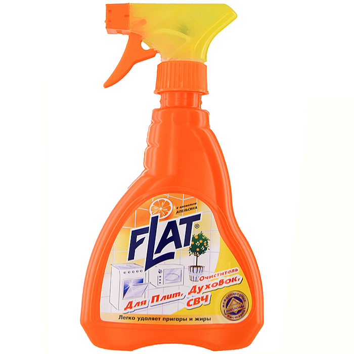 Очиститель Flat для плит, духовок, СВЧ, с ароматом апельсина, 480 г очиститель flat для ковров и мягкой мебели с ароматом апельсина 480 г