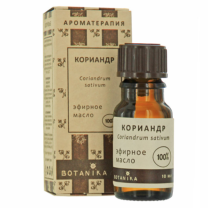 Эфирное масло Botanika Кориандр, 10 мл00007575 Эфирное масло Botanika Кориандр, 10 мл00007575Эфирное масло Botanika Кориандр обладает стимулирующим действием, особенно при апатии, усталости, напряженна и нервномистощении. Повышаетнастроение, просветляет разум, способно укреплять память, уменьшать головокружение. Масло кориандра оказывает также общее согревающее действие и потому полезно при ревматизме и артрите. Кроме того, оно ослабляет мышечные спазмы. Эффективно при простудных заболеваниях и гриппе, а также при лечении инфекции в легких, например в случае проникновения в них вируса кори. Характеристики:Объем: 10 мл. Производитель: Россия. Товар сертифицирован.