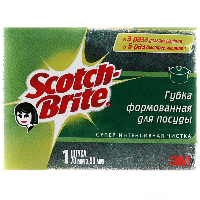 Губка для посуды Scotch-Brite формованная, 7 x 9 см11004 Губка для посуды Scotch-Brite формованная, 7 x 9 см11004Губка Scotch-Brite предназначена для мытья посуды. Лучшая губка для вашей кухни! Идеально удаляет жир, грязь и пригоревшую пищу. Отлично подходит как для посуды, так и для любой другой поверхности. Для удобства применения с одной стороны губки нанесен абразивный слой. Губка сохраняет чистоту и свежесть даже после многократного применения, а ее эргономичная форма удобна для руки. Характеристики: Материал: сложные полимеры. Размер: 9 см х 7 см х 4,5 см. Изготовитель:Россия.