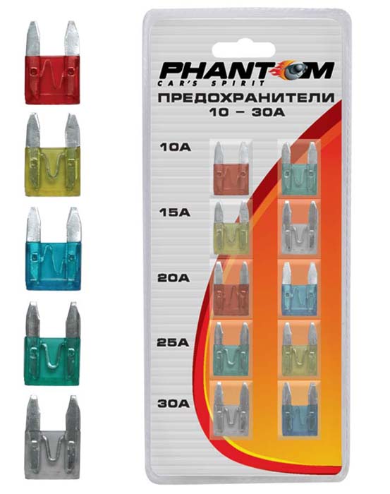 Предохранители Phantom, флажковые мини, 10 шт. PH52475247 Предохранители Phantom, флажковые мини, 10 шт. PH52475247Флажковые предохранители Phantom, изготовленные из металла и пластика, предназначены для защиты электросети автомобиля. В набор входят: - 2 предохранителя по 10А, - 2 предохранителей по 15А, - 2 предохранителей по 20А, - 2 предохранителя по 25А,- 2 предохранителя по 30А. Предохранители надежны и безопасны, а качественная упаковка обеспечивает удобство хранения.Характеристики:Материал: пластик, металл. Размер предохранителя: 1 см х 1,5 см х 0,3 см. Сила тока: 10А; 15А; 20А; 25А; 30А. Комплектация: 10 шт. Размер упаковки: 8,5 см х 16 см х 1 см. Производитель: Китай. Артикул:PH5247.