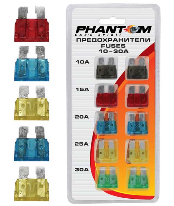Предохранители Phantom, флажковые, 10 шт. PH52485248 Предохранители Phantom, флажковые, 10 шт. PH52485248Флажковые предохранители Phantom, изготовленные из металла и пластика, предназначены для защиты электросети автомобиля. В набор входят: - 2 предохранителя по 7,5А, - 2 предохранителей по 10А, - 2 предохранителей по 15А, - 2 предохранителя по 20А,- 2 предохранителя по 30А. Предохранители надежны и безопасны, а качественная упаковка обеспечивает удобство хранения. Характеристики:Материал: пластик, металл. Размер предохранителя: 1,5 см х 1,5 см х 0,3 см. Сила тока: 7,5А; 10А; 15А; 20А; 30А. Комплектация: 10 шт. Размер упаковки: 10 см х 18 см х 1 см. Производитель: Китай. Артикул:PH5248.