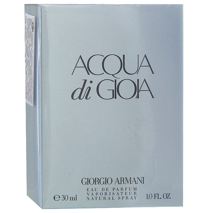 Giorgio Armani Acqua Di Gioia. Парфюмерная вода, женская, 30 млL1155700 Giorgio Armani Acqua Di Gioia. Парфюмерная вода, женская, 30 млL1155700Giorgio Armani Acqua Di Gioia вдохновленный летними каникулами, проведенными на островах Антигуа и Пантеллерия, Армани создает Acqua Di Gioia - соблазнительный морской аромат. Парфюмерная композиция вобрала в себя свежесть морского бриза, теплоту солнца, благородство ценных пород дерева и нежность цветочных лепестков, призвана стать неиссякаемым источником беззаботной радости и блаженства. Прозрачный, воздушный флакон, напоминающий застывшую каплю, словно поет оду воде - главному источнику радости и удовольствия. Композицию Acqua Di Gioia можно сравнить с характером сильной и свободной женщины, которая находится в гармонии с собой и окружающим миром. У нее есть свой райский уголок, в котором она любит проводить время, чтобы расслабиться, отдохнуть и набраться сил для новых свершений и побед!Классификация аромата: водный, ароматический.Верхние ноты: измельченные листья мяты, цветы лимона, водные оттенки зелени.Ноты сердца:розовый перец, абсолю жасмина самбак, пион.Ноты шлейфа:сердцевина кедровой древесины, лабданум, желтый сахар.Ключевые слова:Романтичный, легкий, прозрачный, свежий! Характеристики:Объем: 30 мл. Производитель: Франция. Самый популярный вид парфюмерной продукции на сегодняшний день - парфюмерная вода. Это объясняется оптимальным балансом цены и качества - с одной стороны, достаточно высокая концентрация экстракта (10-20% при 90% спирте), с другой - более доступная, по сравнению с духами, цена. У многих фирм парфюмерная вода - самый высокий по концентрации экстракта вид товара, т.к. далеко не все производители считают нужным (или возможным) выпускать свои ароматы в виде духов. Как правило, парфюмерная вода всегда в спрее-пульверизаторе, что удобно для использования и транспортировки. Так что если духи по какой-либо причине приобрести нельзя, парфюмерная вода, безусловно, - самая лучшая им замена.Товар сертифицирован.