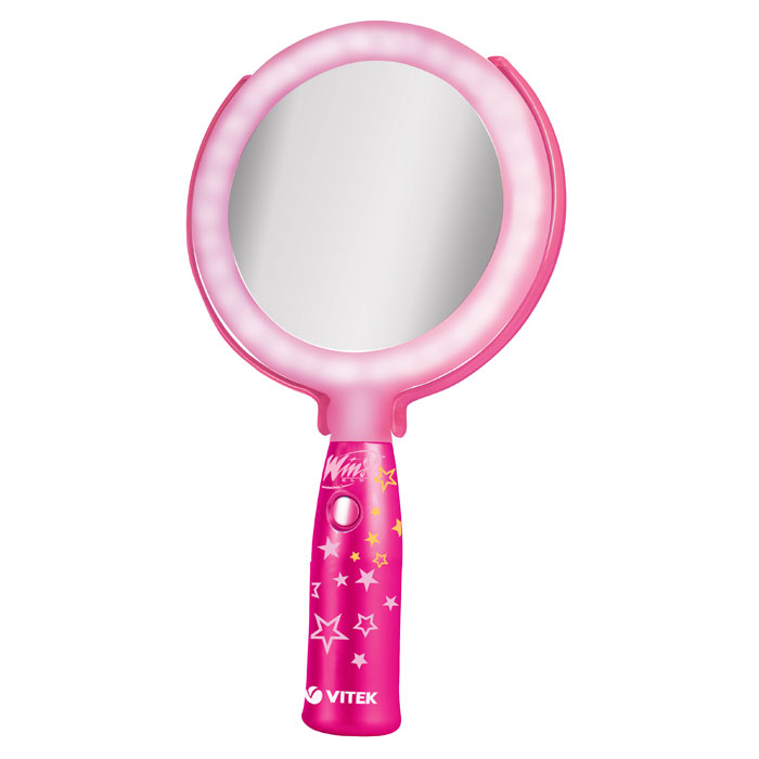 Vitek Winx 2101 Stella зеркало2101-WX-01 Vitek Winx 2101 Stella зеркало2101-WX-01Стильное двустороннее зеркало с подсветкой Winx WX-2101 STL имеет режимы включения/отключения и специальную складную подставку, которые обеспечивают высокий уровень удобства в процессе его использования. Питание подсветки осуществляется от батареек типа ААА. Двустороннее зеркало с подсветкой Winx WX-2101 STL воплощает в себе модный красочный дизайн и широкие функциональные возможности. Оригинальные цветовые решения в стиле Стеллы из Winx Club делают его настоящей изюминкой любого интерьера. Волшебное зеркало поведает о восхитительной красоте и поможет всегда оставаться такой же милой и привлекательной.Двусторонняя подсветка с режимом вкл./выкл.Складная подставкаПитание от 3 х ААА батарейДиаметр: 13 см