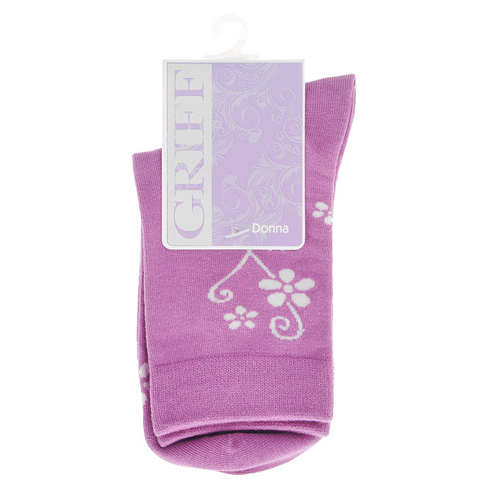Носки женские Griff Цветок, цвет: фиолетовый. D263. Размер 35/38