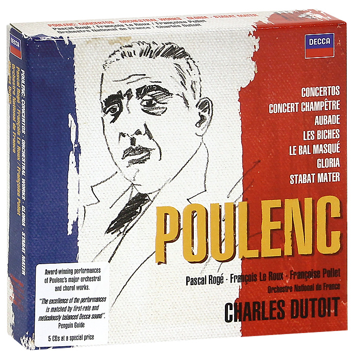 Pascal Roge, Francois Le Roux, Francoise Pollet, Orchestre National De France, Charles Dutoit. Poulenc. Concertos / Orchestral Works / Gloria / Stabat Mater (5 CD)