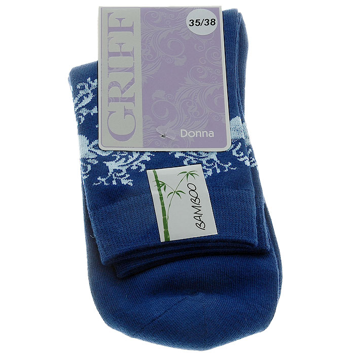 Носки женские Griff Орнамент, цвет: синий. D28. Размер 35/38