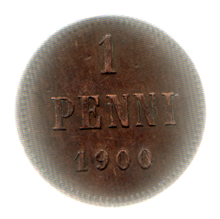 Монета номиналом 1 пенни. Медь. Финляндия в составе Российской Империи, 1900 год