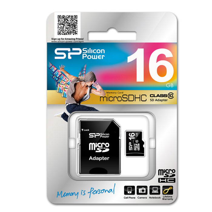 Silicon Power microSDHC Class 10 16GB карта памяти + SD адаптер silicon power elite microsdhc 16gb uhs i class 10 карта памяти адаптер