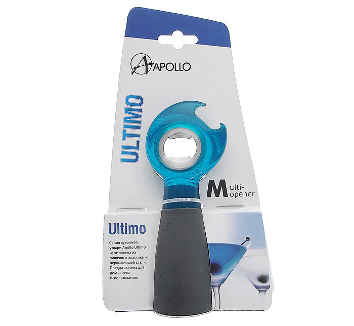 Открывашка Apollo Ultimo. ULT-05ULT-05 Открывашка Apollo Ultimo. ULT-05ULT-05Открывашка Apollo Ultimo выполнена из нержавеющей стали и пластика. Удобная прорезиненная ручка не позволит выскользнуть открывашке из вашей руки. Открывашка поможет вам открыть бутылки, банки, консервы, а также выполняет функцию штопора. Характеристики:Материал: нержавеющая сталь, пластик. Длина: 15 см. Артикул: ULT-05.УВАЖАЕМЫЕ КЛИЕНТЫ!Обращаем ваше внимание на ассортимент в цветовом дизайне товара. Качественные характеристики товара и его размеры остаются неизменными. Поставка осуществляется в зависимости от наличия на складе.