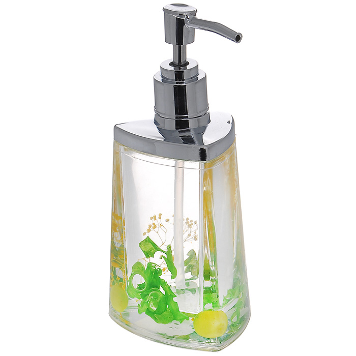 Дозатор для жидкого мыла Green Garden877-54 Дозатор для жидкого мыла Green Garden877-54Дозатор для жидкого мыла Green Garden, изготовленный из прозрачного пластика, отлично подойдет для вашей ванной комнаты. Дозатор имеет двойные стенки, между которыми находится прозрачный гелевый наполнитель с зелеными листьями, ягодами и желтыми веточками. Такой аксессуар очень удобен в использовании, достаточно лишь перелить жидкое мыло в дозатор, а когда необходимо использование мыла, легким нажатием выдавить нужное количество. Дозатор для жидкого мыла Green Garden создаст особую атмосферу уюта и максимального комфорта в ванной. Характеристики: Материал: пластик, акрил, гелевый наполнитель. Цвет: зеленый, салатовый, желтый. Размер дозатора: 7,5 см х 7,5 см х 17 см. Производитель: Швеция. Изготовитель: Китай. Размер упаковки: 8,5 см х 8,5 см х 17,5 см. Артикул: 877-54.