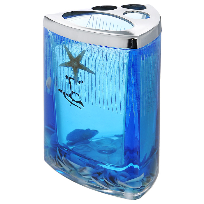 Стаканчик для зубных щеток Seastar Blue867-37 Стаканчик для зубных щеток Seastar Blue867-37Стаканчик для зубных щеток Seastar Blue, изготовленный из прозрачного пластика, отлично подойдет для вашей ванной комнаты. Стаканчик имеет двойные стенки, между которыми находится синий гелевый наполнитель с маленькими ракушками, морской звездой и белой сеткой.Стаканчик для зубных щеток Seastar Blue создаст особую атмосферу уюта и максимального комфорта в ванной. Характеристики: Материал: пластик, акрил, гелевый наполнитель. Цвет: синий, белый, желтый. Размер стаканчика: 7,5 см х 7,5 см х 11 см. Производитель: Швеция. Изготовитель: Китай. Размер упаковки: 8 см х 8 см х 11,5 см. Артикул: 867-37.